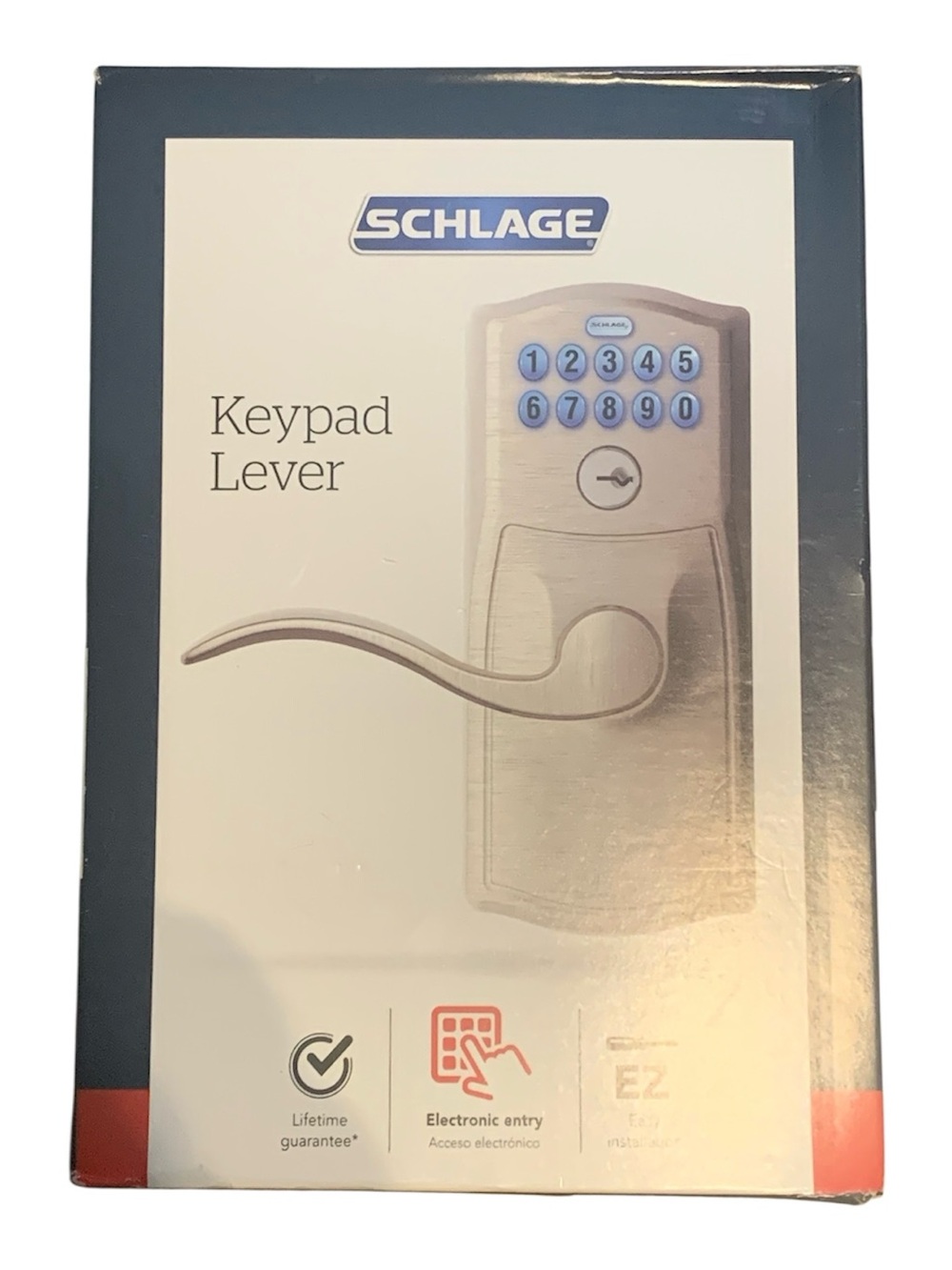 Schlage FE595VCAM619ACC Camelot Keypad Entry Lock Satin Nickel Accent Lever